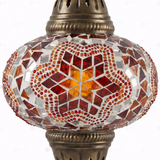 Close-up of Red ruby red mosaic glass globe pattern — pendant light (ENV DYN3011)