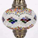 Close-up of Multicolor multicolor jewel mosaic glass globe pattern — pendant light (ENV DYN3014)