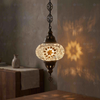 White white glow Turkish mosaic pendant light in styled room — handmade Moroccan pendant light (ENV DYN3022)