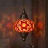 Amber warm amber Turkish mosaic pendant light in styled room — handmade Moroccan pendant light (ENV DYN3025)