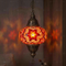 Amber warm amber Turkish mosaic pendant light in styled room — handmade Moroccan pendant light (ENV DYN3025)