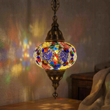 Multicolor multicolor jewel Turkish mosaic pendant light in styled room — handmade Moroccan pendant light (ENV DYN3029)