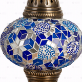Close-up of Blue blue jewel mosaic glass globe pattern — pendant light (ENV DYN3032)