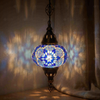 Blue blue jewel Turkish mosaic pendant light in styled room — handmade Moroccan pendant light (ENV DYN3039)