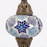 Close-up of Blue blue jewel mosaic glass globe pattern — pendant light (ENV DYN3040)