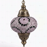 Close-up of Purple purple jewel mosaic glass globe pattern — pendant light (ENV DYN3041)