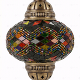 Close-up of Multicolor multicolor jewel mosaic glass globe pattern — pendant light (ENV DYN3047)