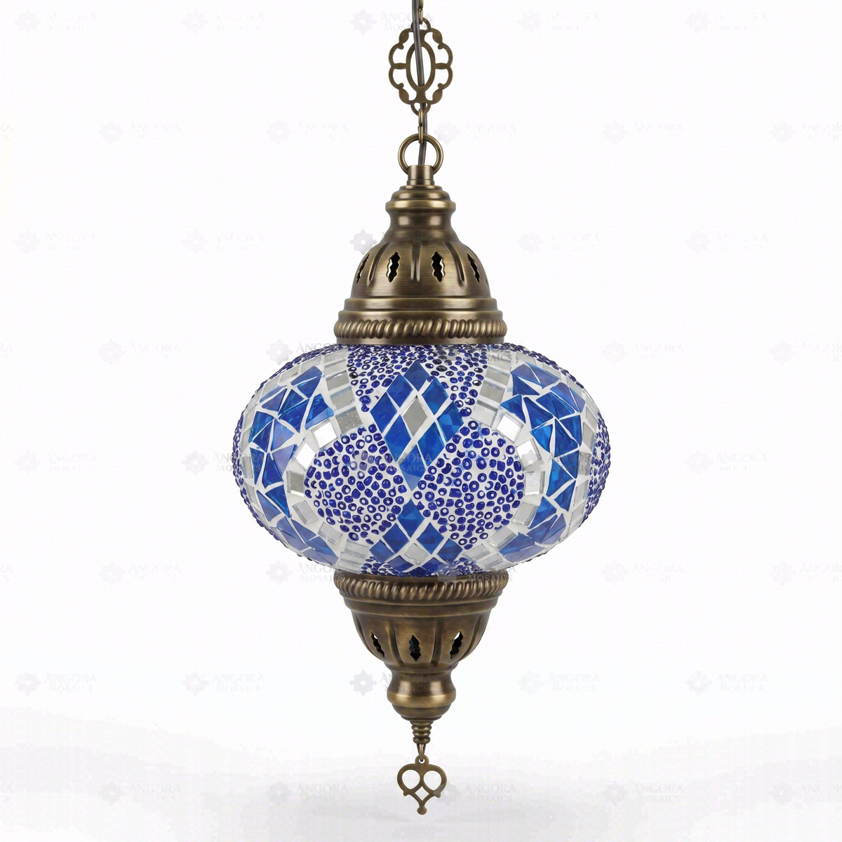 Blue Pendant Lamp, switched off, on a white background