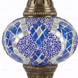 Close-up of Blue blue jewel mosaic glass globe pattern — pendant light (ENV DYN3053)