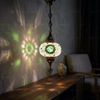Green green jewel Turkish mosaic pendant light in styled room — handmade Moroccan pendant light (ENV DYN3055)