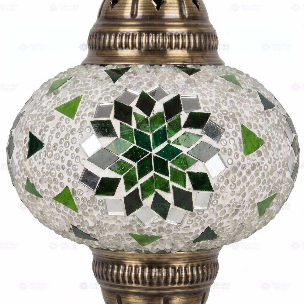 Green Star Pendant Lamp, close-up of the mosaic glass