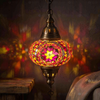 Amber warm amber Turkish mosaic pendant light in styled room — handmade Moroccan pendant light (ENV DYN3056)