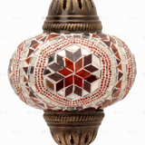 Close-up of Amber warm amber mosaic glass globe pattern — pendant light (ENV DYN3056)