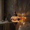 Amber warm amber Turkish mosaic pendant light in styled room — handmade Moroccan pendant light (ENV DYN3057)
