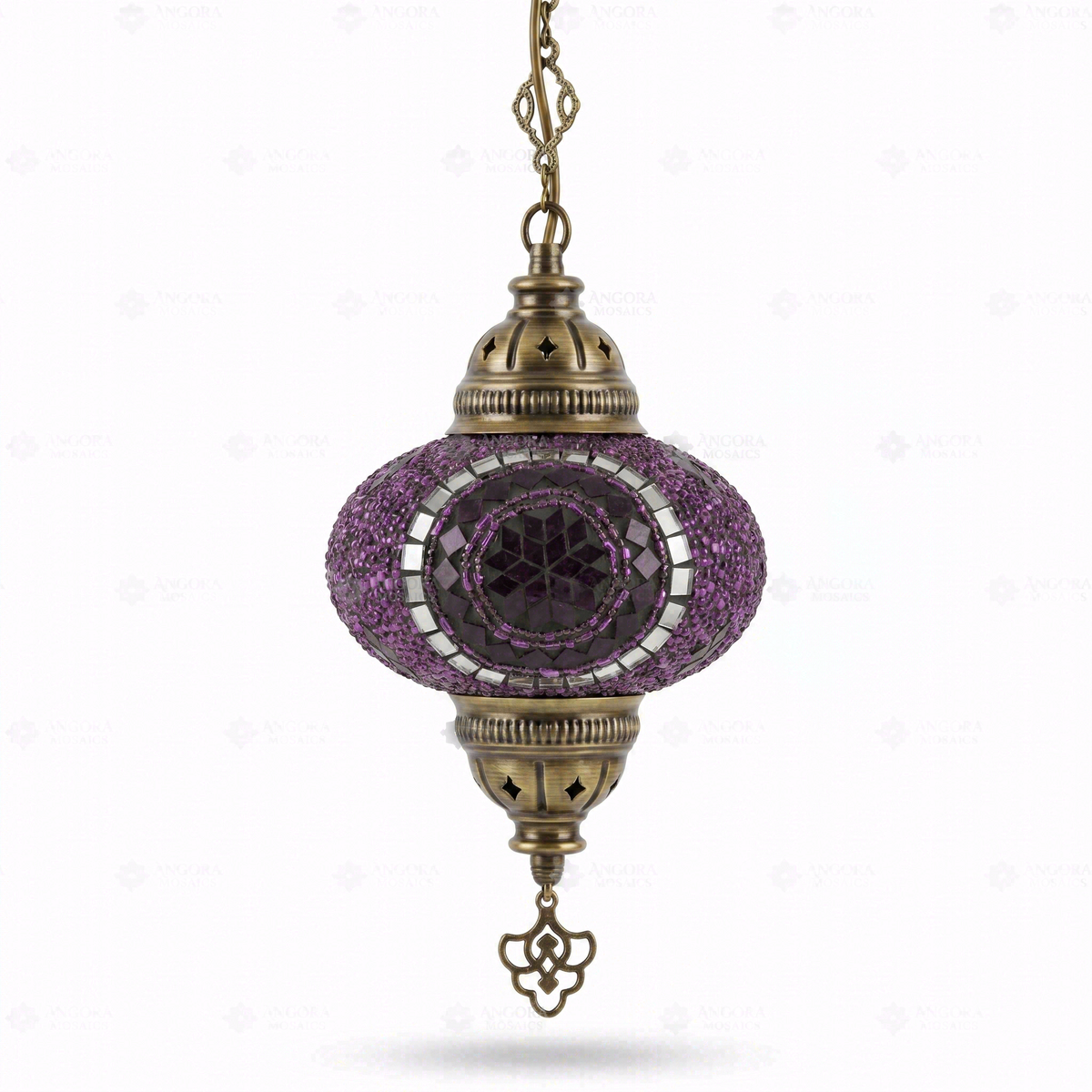 Purple Pendant Lamp, switched off, on a white background