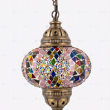 Close-up of Multicolor multicolor jewel mosaic glass globe pattern — pendant light (ENV DYN3060)