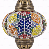 Close-up of Multicolor multicolor jewel mosaic glass globe pattern — pendant light (ENV DYN3061)