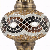 Close-up of Amber warm amber mosaic glass globe pattern — pendant light (ENV DYN3064)
