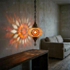 Amber warm amber Turkish mosaic pendant light in styled room — handmade Moroccan pendant light (ENV DYN3065)