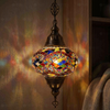 Multicolor multicolor jewel Turkish mosaic pendant light in styled room — handmade Moroccan pendant light (ENV DYN3074)