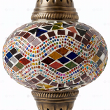 Close-up of Multicolor multicolor jewel mosaic glass globe pattern — pendant light (ENV DYN3074)
