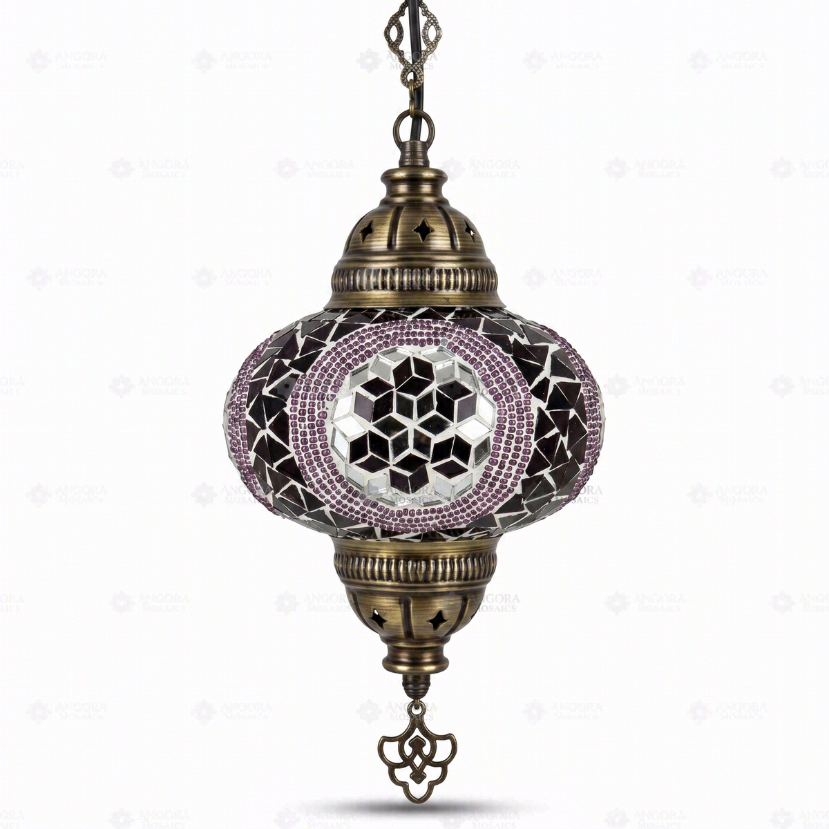 Purple Pendant Lamp, switched off, on a white background
