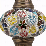 Close-up of Multicolor multicolor jewel mosaic glass globe pattern — pendant light (ENV DYN3091)
