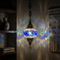 Blue blue jewel Turkish mosaic pendant light in styled room — handmade Moroccan pendant light (ENV DYN3094)