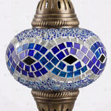 Close-up of Blue blue jewel mosaic glass globe pattern — pendant light (ENV DYN3094)