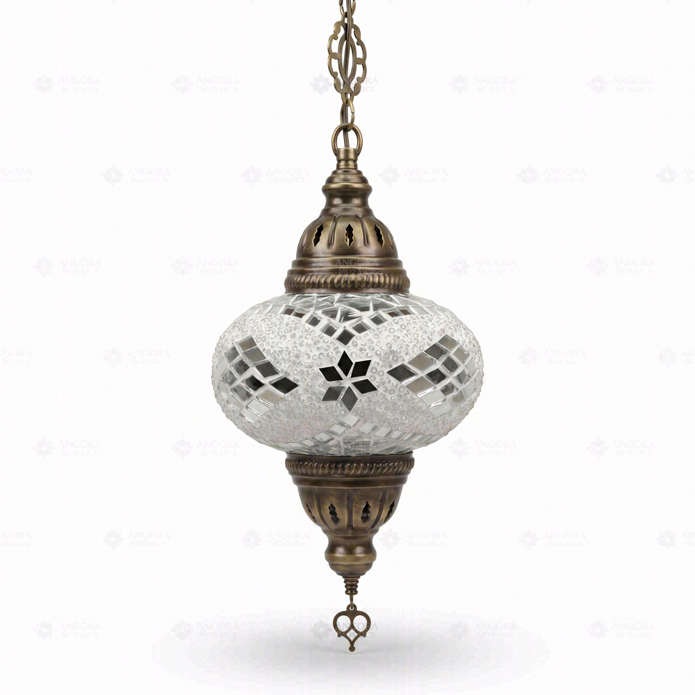 White Mirrored Pendant Lamp, on a white background