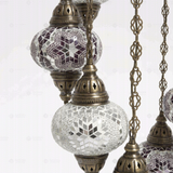 Close-up of Cool Tones mixed cool mosaic glass globe pattern — chandelier (ENV HLZ10N3 (3019X5-3043X5))