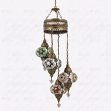 Full view of handmade Multicolor multicolor jewel Turkish mosaic chandelier on white background (ENV HLZ4N3 (03-17-19-21))