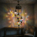Multicolor multicolor jewel Turkish mosaic chandelier in styled room — handmade Moroccan chandelier (ENV HLZ4N3 (3001))