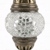 Close-up of White white glow mosaic glass globe pattern — table lamp (ENV MUN1001)
