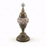Full view of handmade Multicolor multicolor jewel Turkish mosaic table lamp on white background (ENV MUN1010)