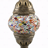 Close-up of Multicolor multicolor jewel mosaic glass globe pattern — table lamp (ENV MUN1010)