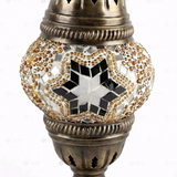 Close-up of Amber warm amber mosaic glass globe pattern — table lamp (ENV MUN1022)