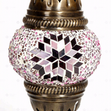 Close-up of Pink pink rose mosaic glass globe pattern — table lamp (ENV MUN1034)