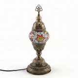 Full view of handmade Multicolor multicolor jewel Turkish mosaic table lamp on white background (ENV MUN1042)
