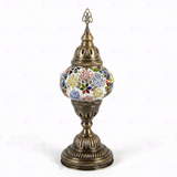 Full view of handmade Multicolor multicolor jewel Turkish mosaic table lamp on white background (ENV MUN2008)