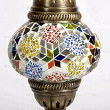 Close-up of Multicolor multicolor jewel mosaic glass globe pattern — table lamp (ENV MUN2008)