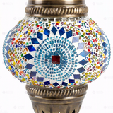 Close-up of Blue blue jewel mosaic glass globe pattern — table lamp (ENV MUN2010)