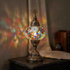 Multicolor multicolor jewel Turkish mosaic table lamp in styled room — handmade Moroccan table lamp (ENV MUN3001)