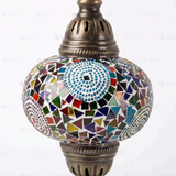 Close-up of Multicolor multicolor jewel mosaic glass globe pattern — table lamp (ENV MUN3001)
