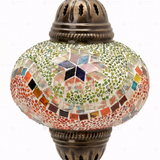 Close-up of Multicolor multicolor jewel mosaic glass globe pattern — table lamp (ENV MUN3004)