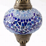 Close-up of Blue blue jewel mosaic glass globe pattern — table lamp (ENV MUN3005)
