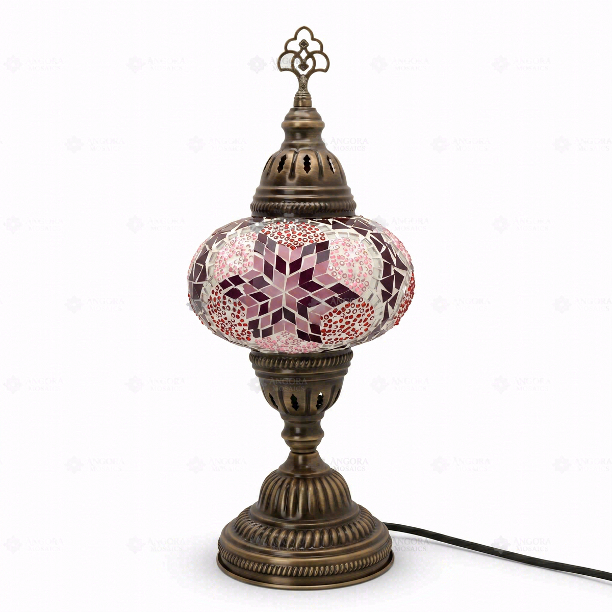 Pink Classic Table Lamp, switched off, on a white background