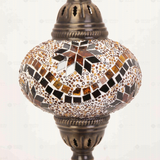 Close-up of Amber warm amber mosaic glass globe pattern — table lamp (ENV MUN3009)