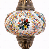 Close-up of Multicolor multicolor jewel mosaic glass globe pattern — table lamp (ENV MUN3010)