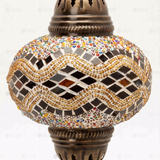 Close-up of Warm Tones mixed warm mosaic glass globe pattern — table lamp (ENV MUN3013)